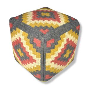 Wool Jute Kilim Pouffe