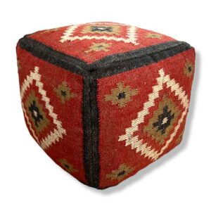 Wool Jute Kilim Pouffe
