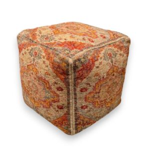 Salmon Printed Pouffe