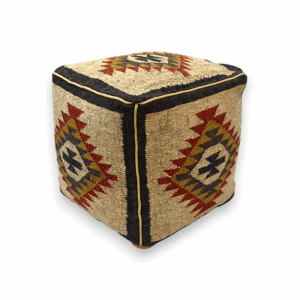 Wool Jute Kilim Pouffe